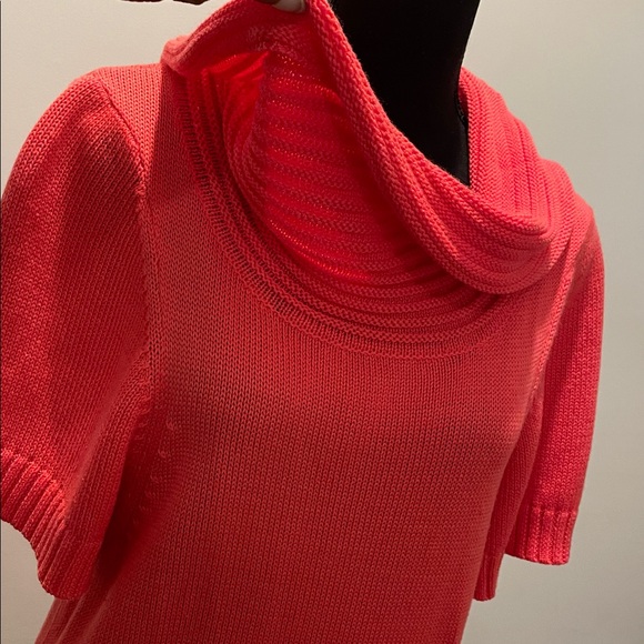 Design History Top Dress Women Size S Coral Soft Knit Cowl Neck Short Sleeves - Picture 7 of 13
